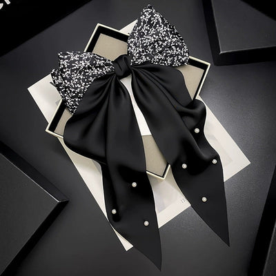 Women's Elegant Sweet Bow Knot Cloth Pearl Hair Clip Hair Tie