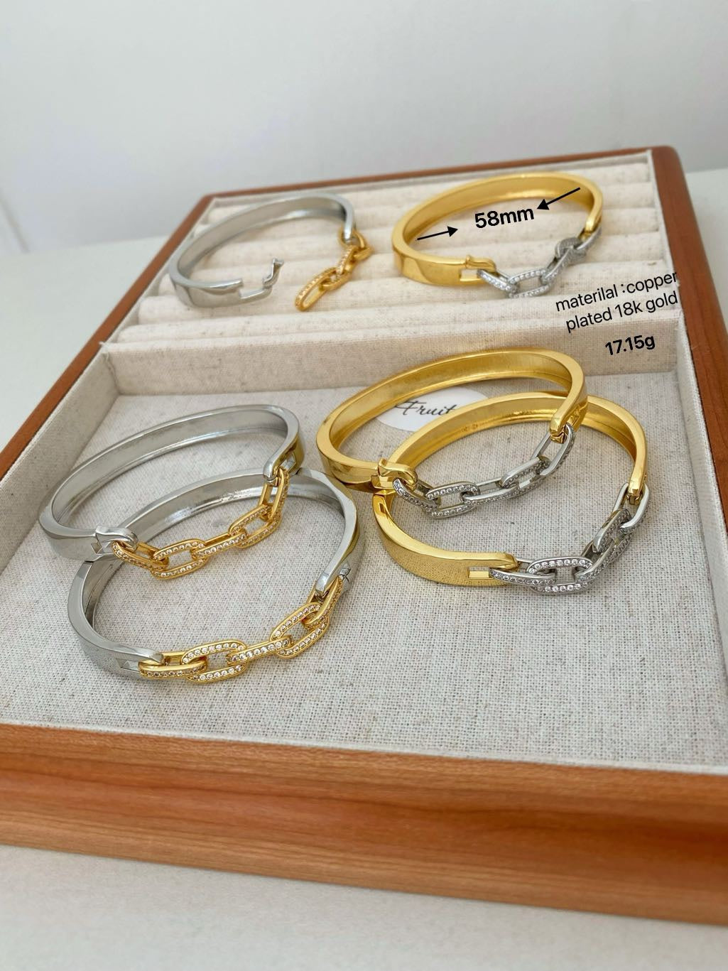 Jewelry Vintage Style Geometric Copper Zircon Mixed Metal Plating Bangle