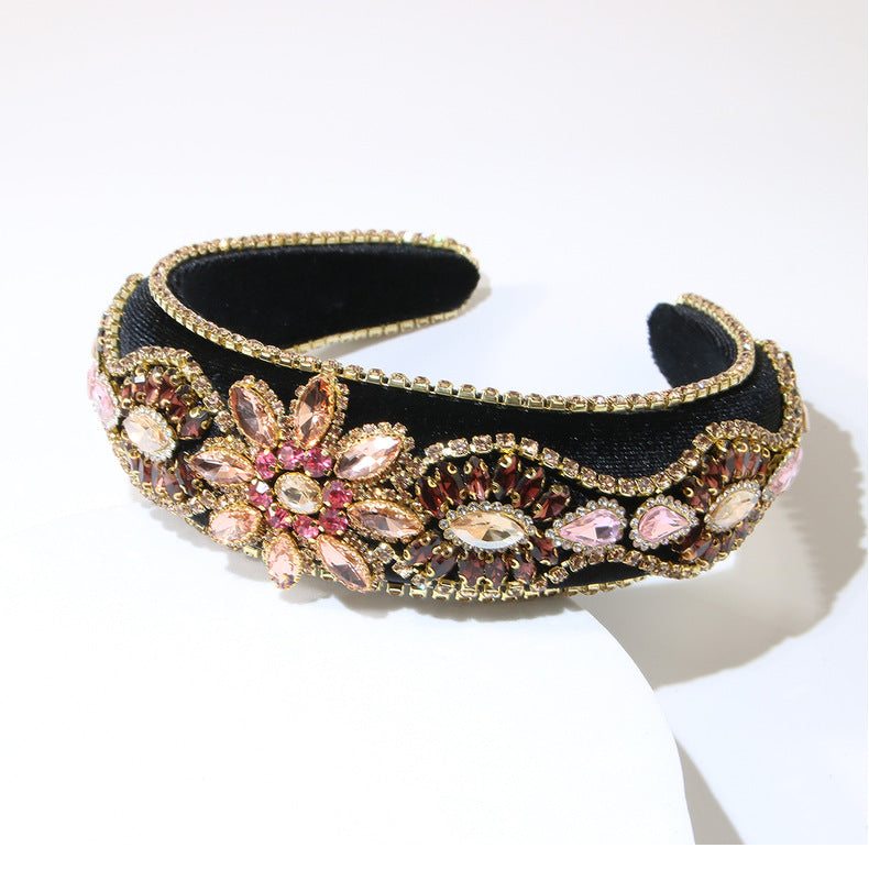 Women's Elegant Streetwear Geometric Flannel Rhinestones Hair Band