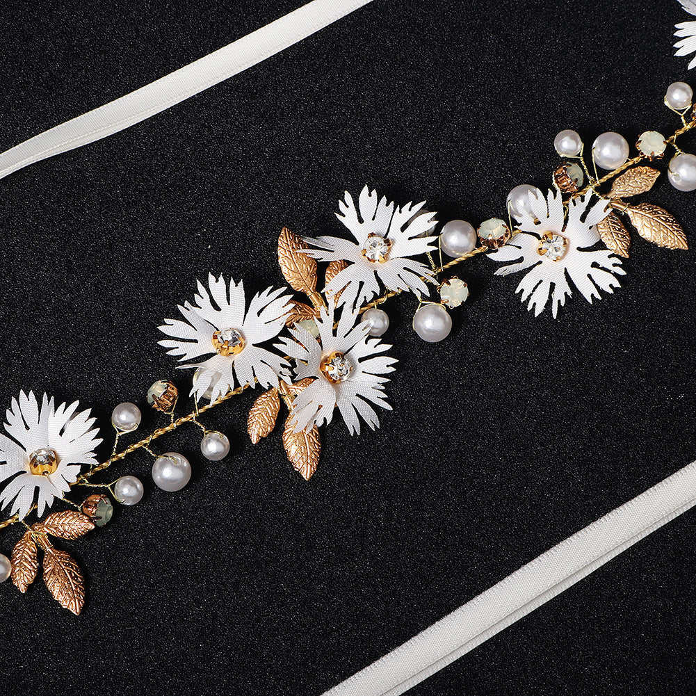 fashion fabric simulation flower pearl headband