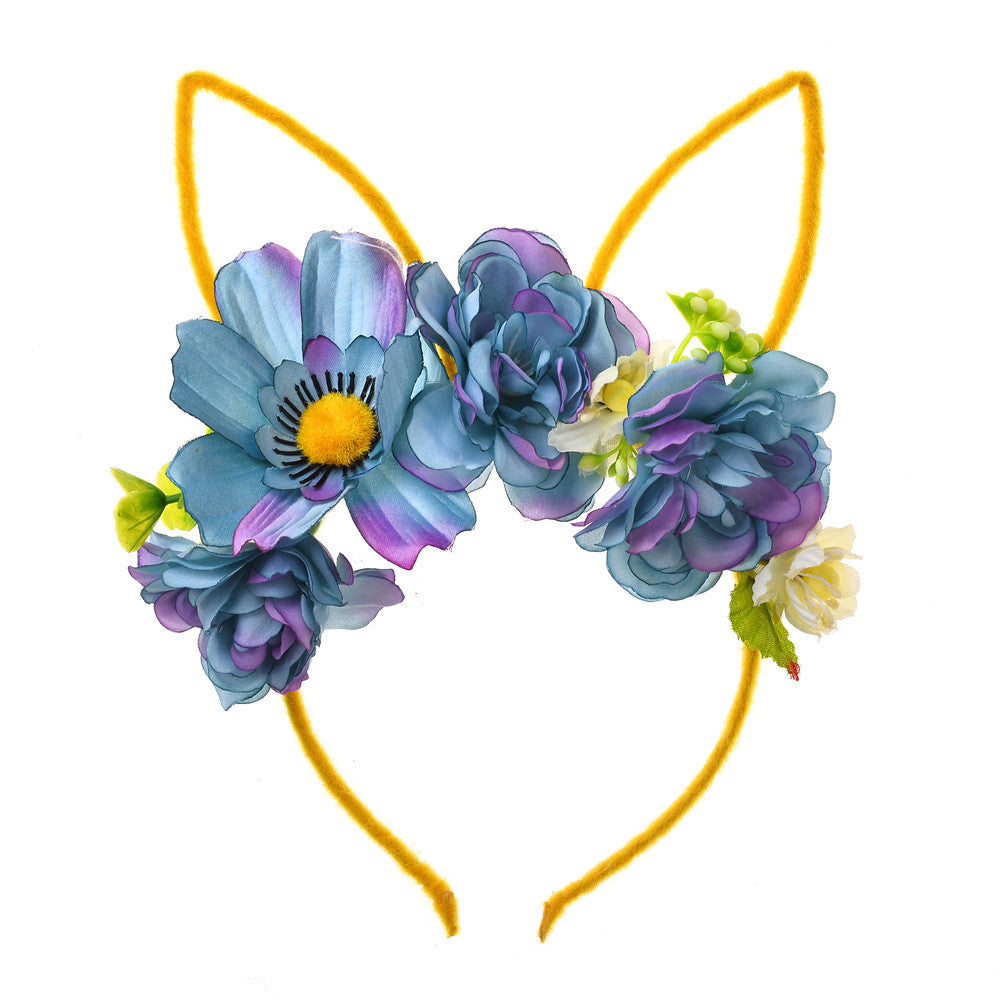 simple style bunny ears cloth flowers hair band 1 piece