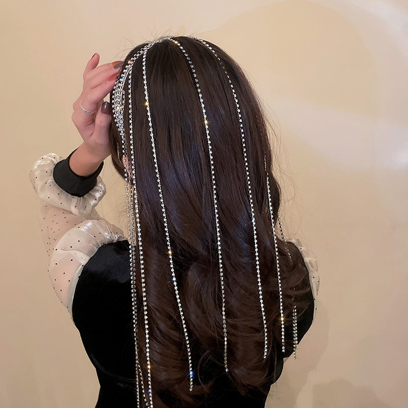 fashion geometric alloy tassel rhinestones hair band