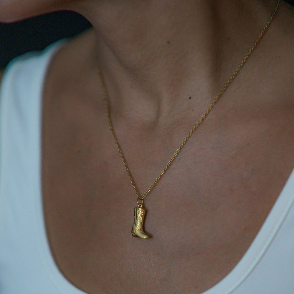 Jewelry IG Style French Style Boots 304 Stainless Steel 18K Gold Plated Plating Earrings Necklace