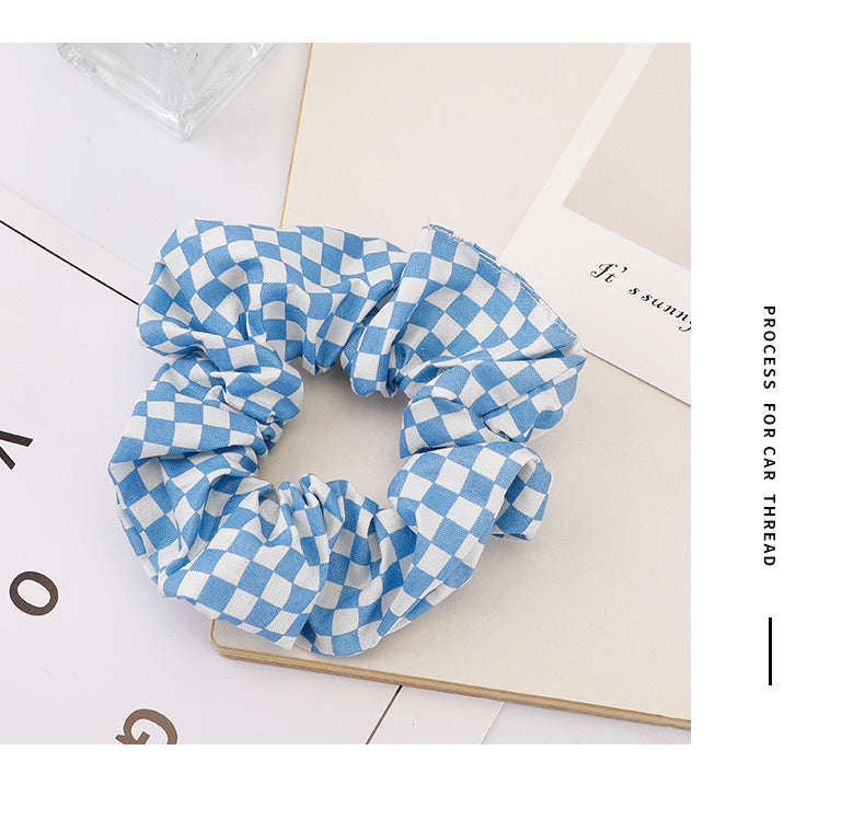 women's sweet simple style plaid cloth hair tie