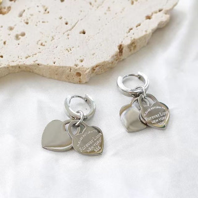 Jewelry Simple Style Heart Shape 304 Stainless Steel Plating Earrings Necklace