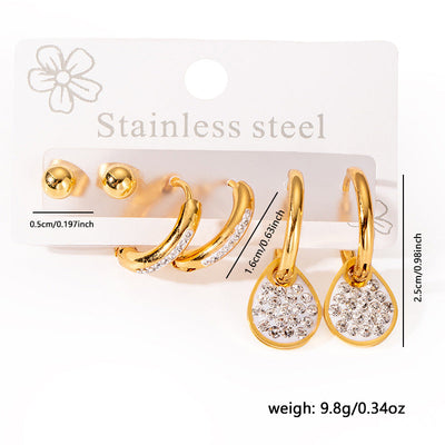1 Set Elegant Star Heart Shape 304 Stainless Steel Drop Earrings