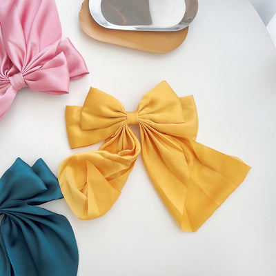 retro simple style solid color bow knot cloth hair clip