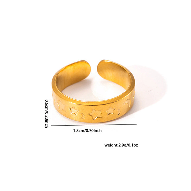 Jewelry Elegant Cross Heart Shape Solid Color Titanium Steel Open Rings