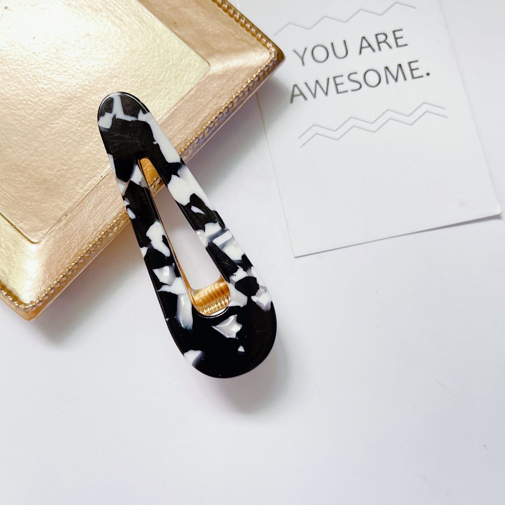 women's fashion geometric water droplets leopard resin cellulose acetate sheet headwear hair clip