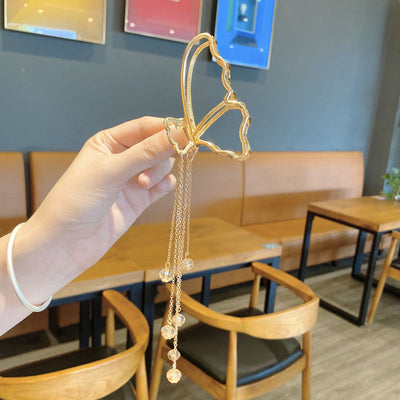 retro butterfly metal pendant tassel hair clip