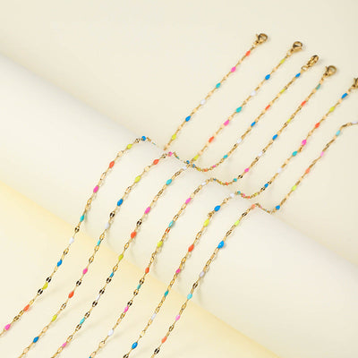 Jewelry Pastoral Simple Style Geometric 304 Stainless Steel Enamel Bracelets Anklet