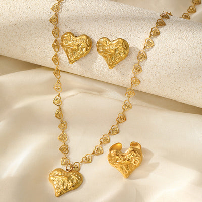 Jewelry Simple Style Classic Style Heart Shape 304 Stainless Steel Plating Jewelry Set