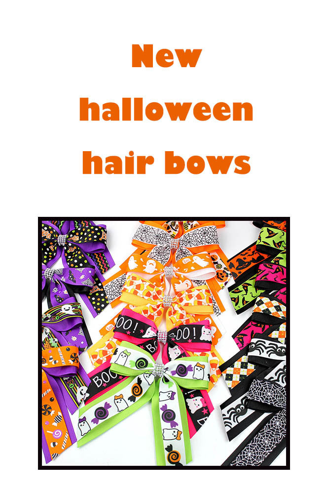 Girl'S Casual Pumpkin Bow Knot Ghost Cloth Inlay Rhinestones Hair Clip