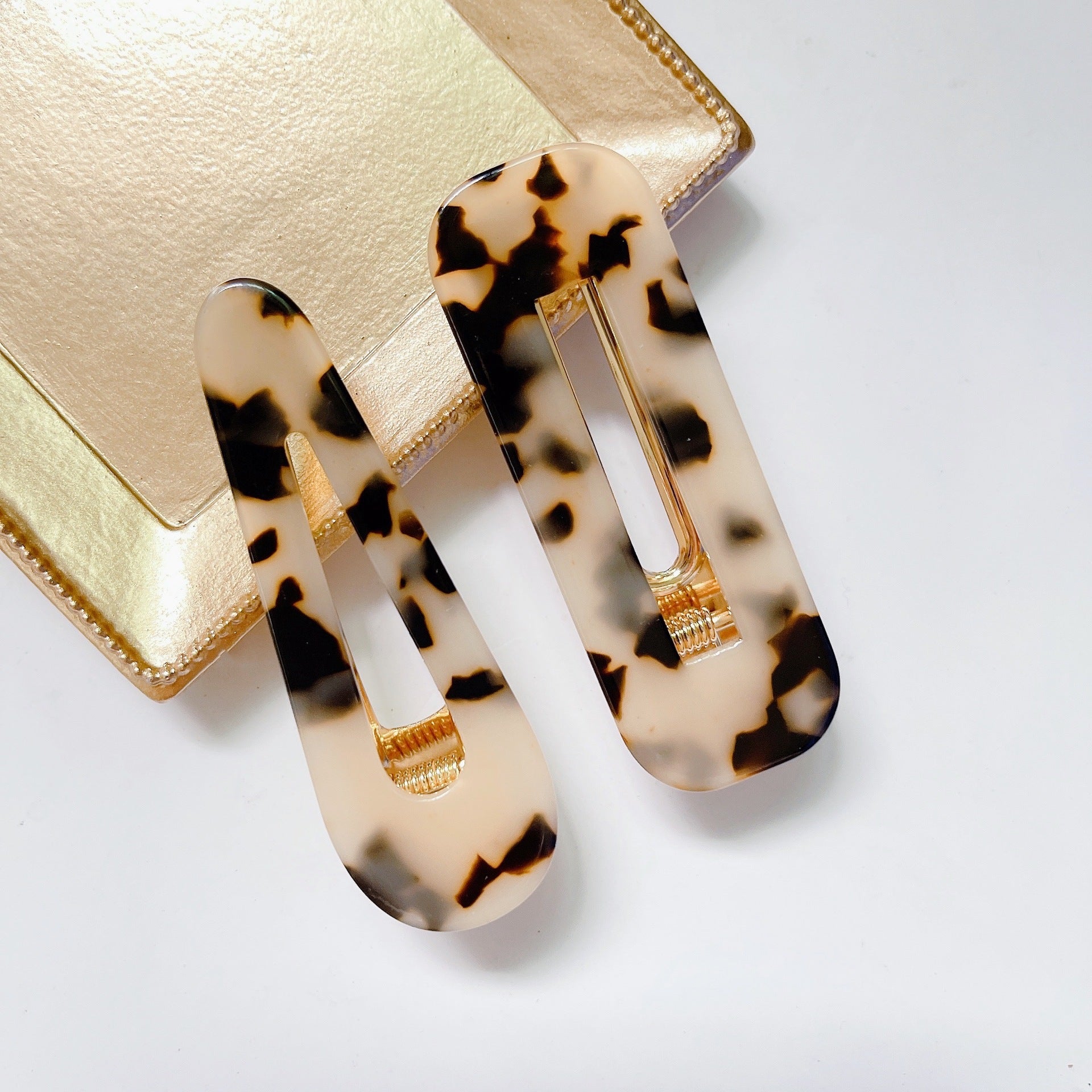 women's fashion geometric water droplets leopard resin cellulose acetate sheet headwear hair clip