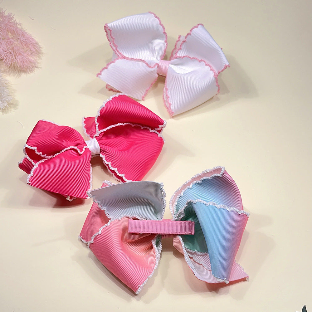 Girl'S Sweet Bow Knot Cloth Woven Belt Hair Clip