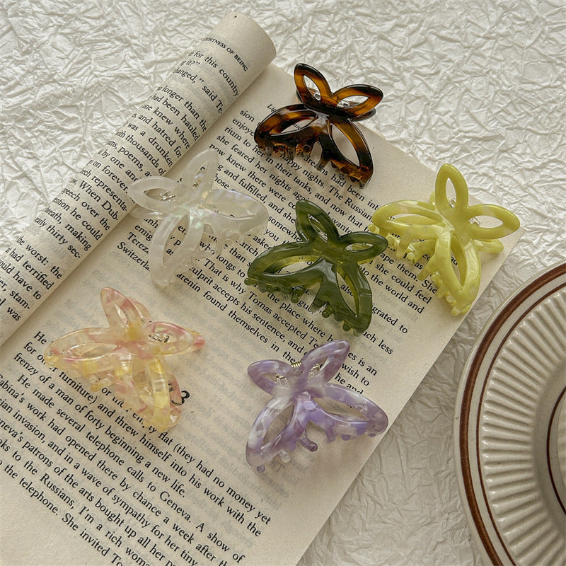 simple style color block acetic acid sheets butterfly hair claws
