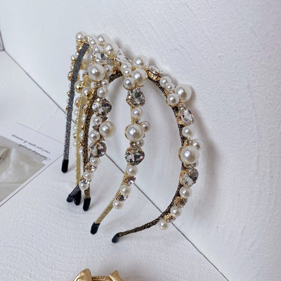 korean pearl wrapped full drill headband