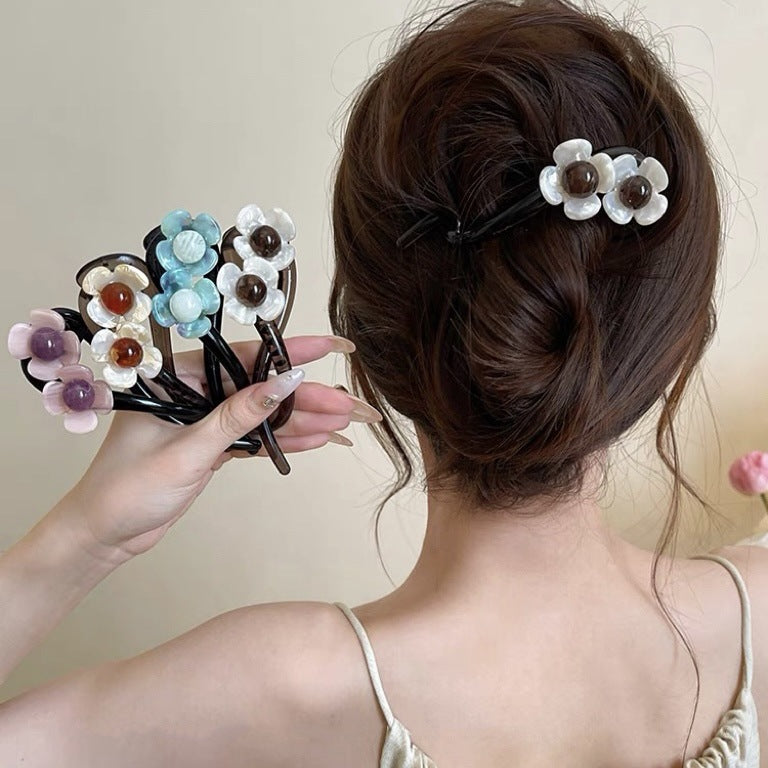 Women's Sweet Flower Arylic Plating Hair Clip