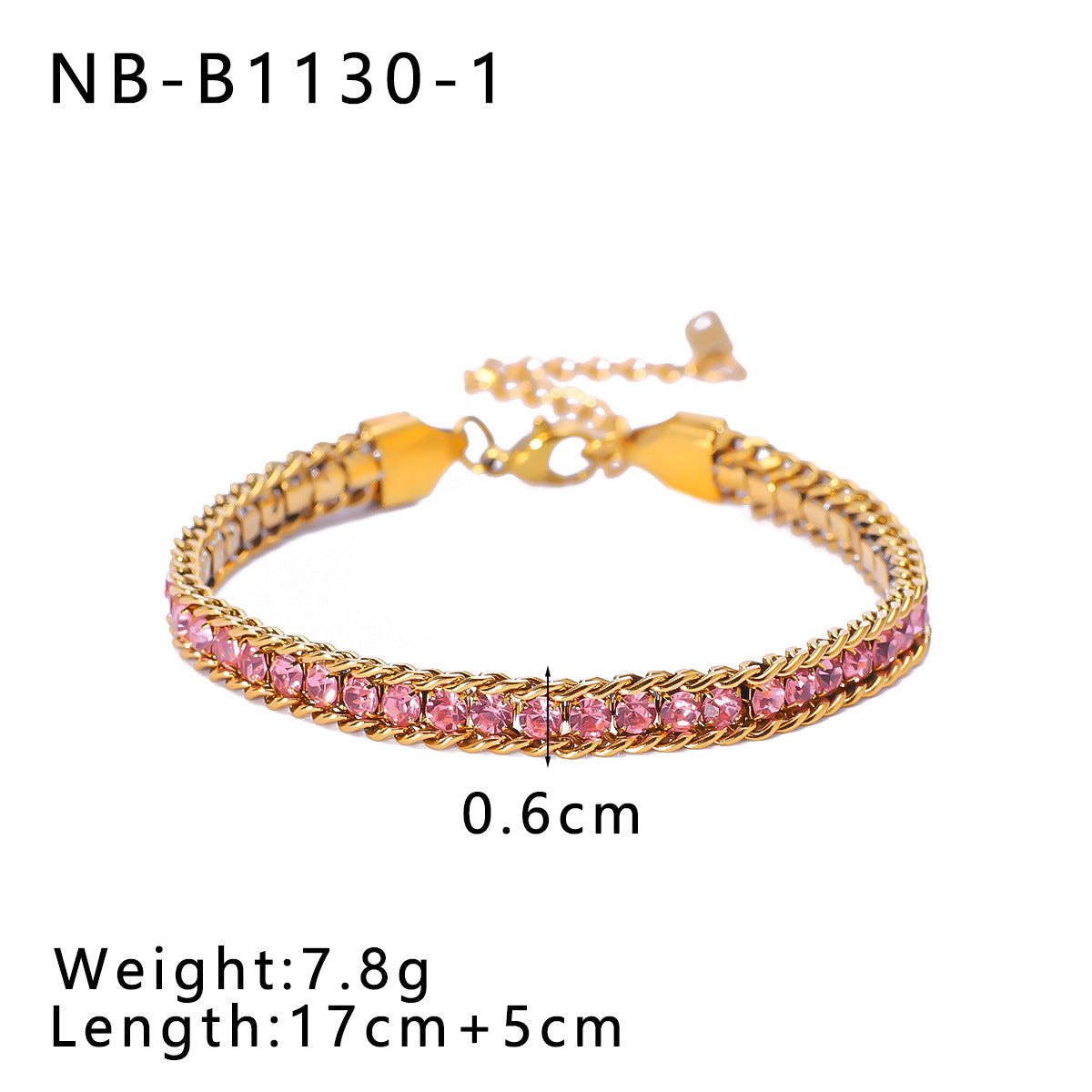 IG Style Geometric 304 Stainless Steel 18K Gold Plated Zircon Tennis Chain Bracelets In Bulk