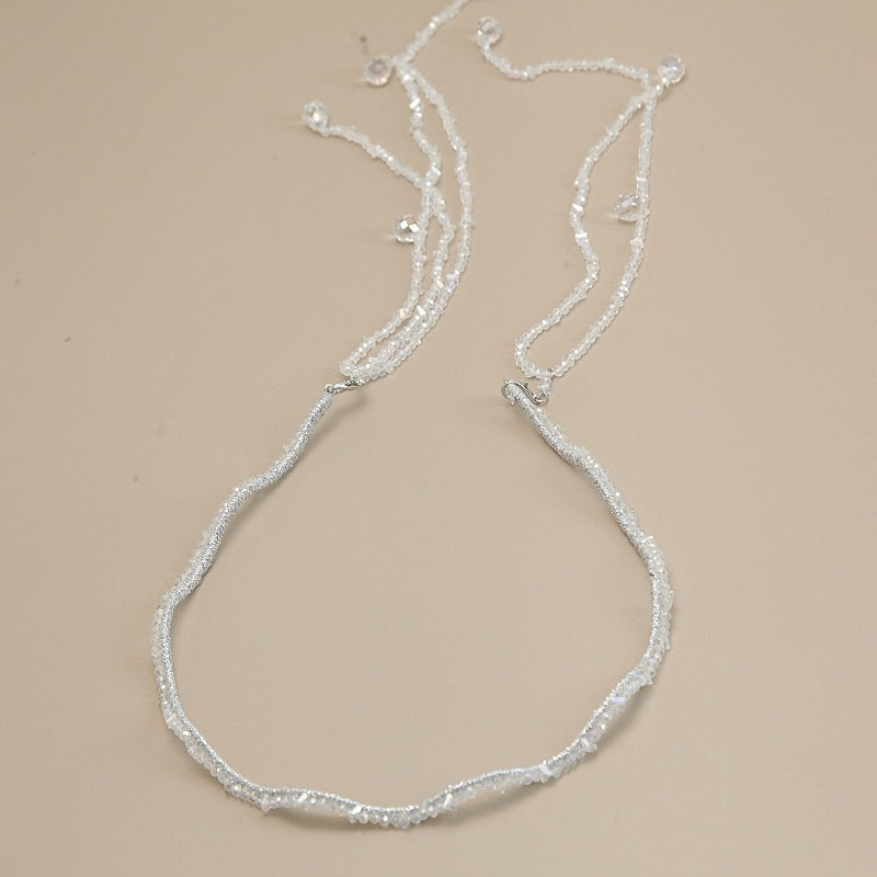 women's shiny solid color artificial crystal beaded tassel hair band