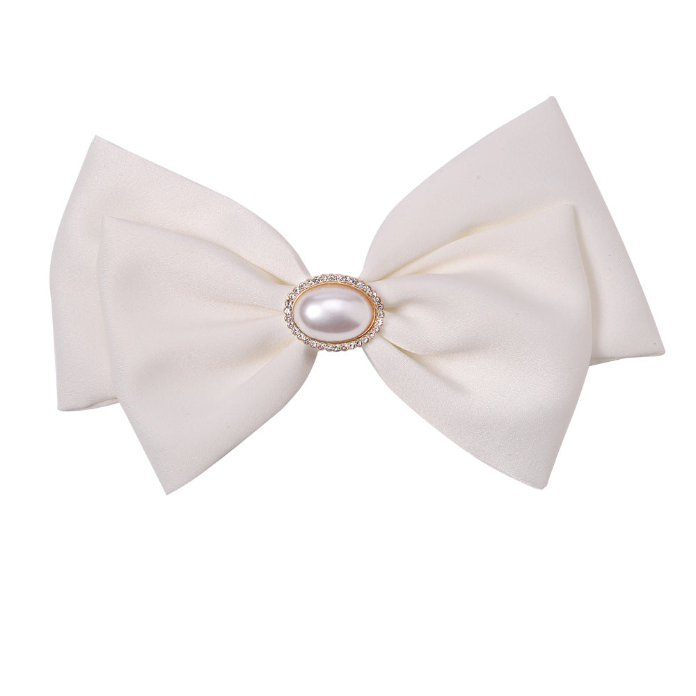 Women's Simple Style Classic Style Bow Knot Cloth Inlay Pearl Hair Clip