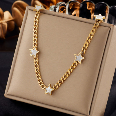 Jewelry Simple Style Star Heart Shape Titanium Steel Plating Necklace