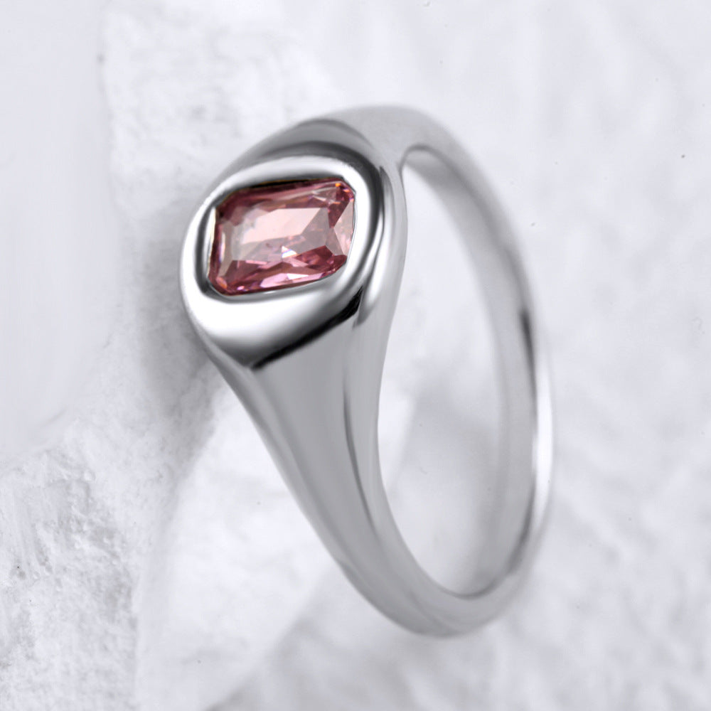 Jewelry Simple Style Geometric 304 Stainless Steel Zircon Inlay Rings