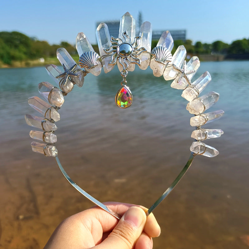 retro moon starfish crystal handmade hair band