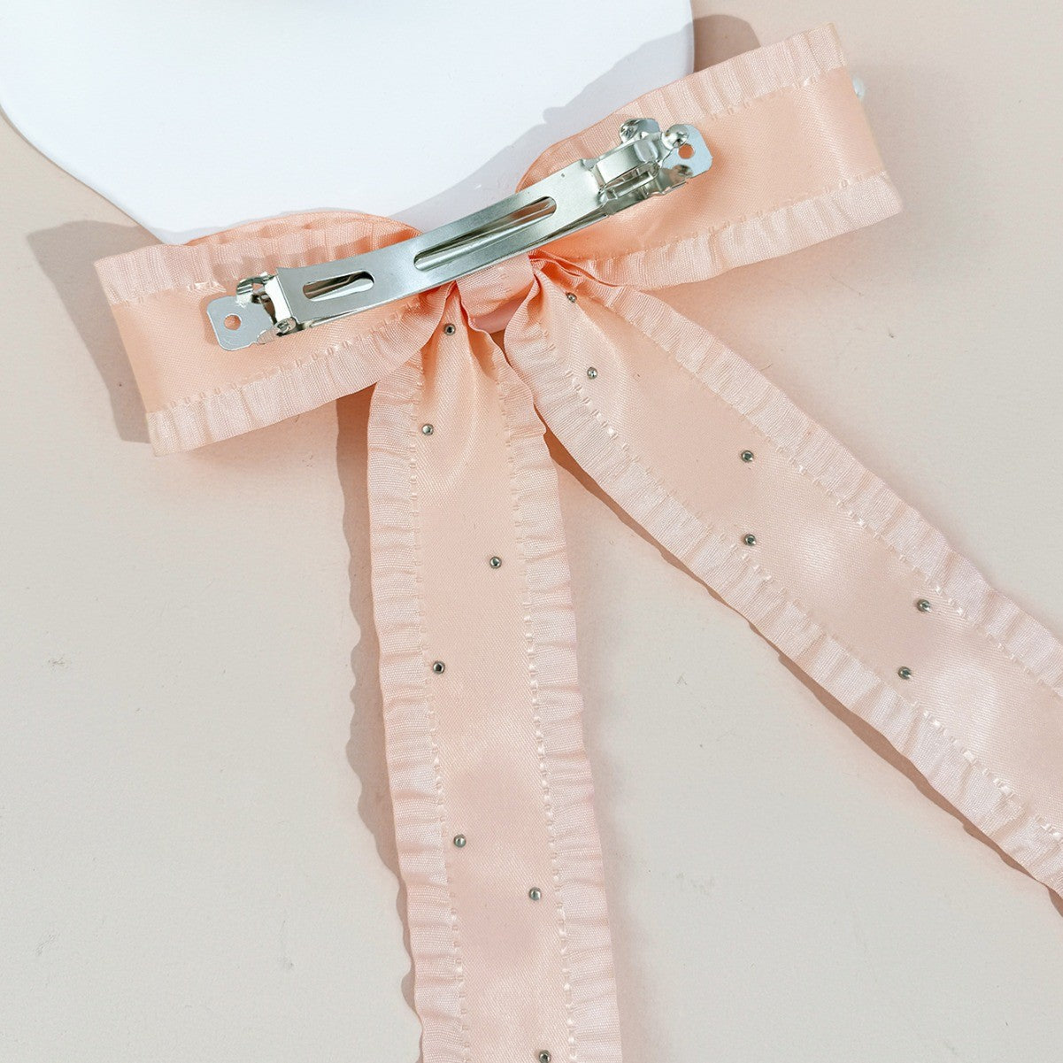 Women's Basic Bow Knot Ribbon Inlaid Pearls Hair Clip