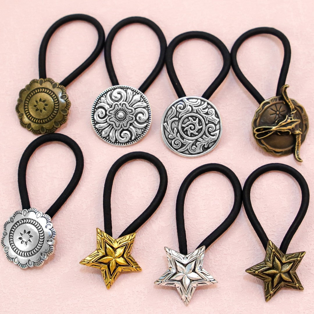 Women's Ethnic Style Color Block Cloth Metal Hair Tie