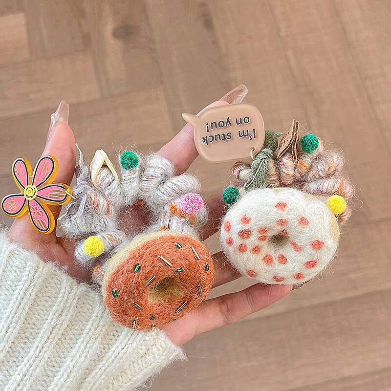Cute Women's Letter Donuts Felt Hair Tie