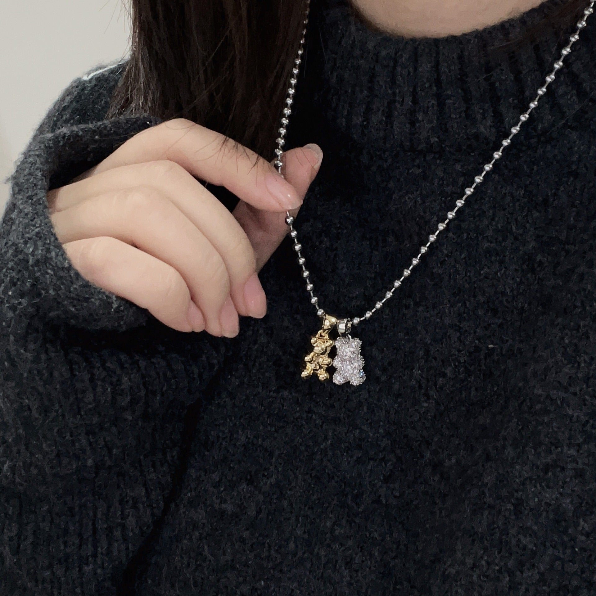 Jewelry Simple Style Classic Style Bear Titanium Steel Plating Pendant Necklace