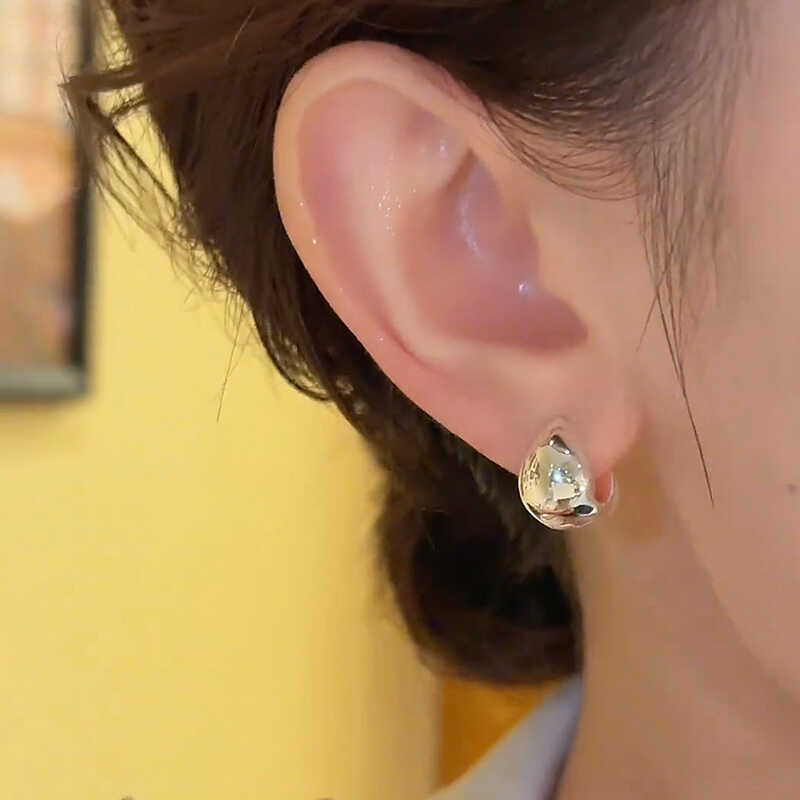 Water drop ear buckle type opal copper earrings, high-end simple versatile earrings