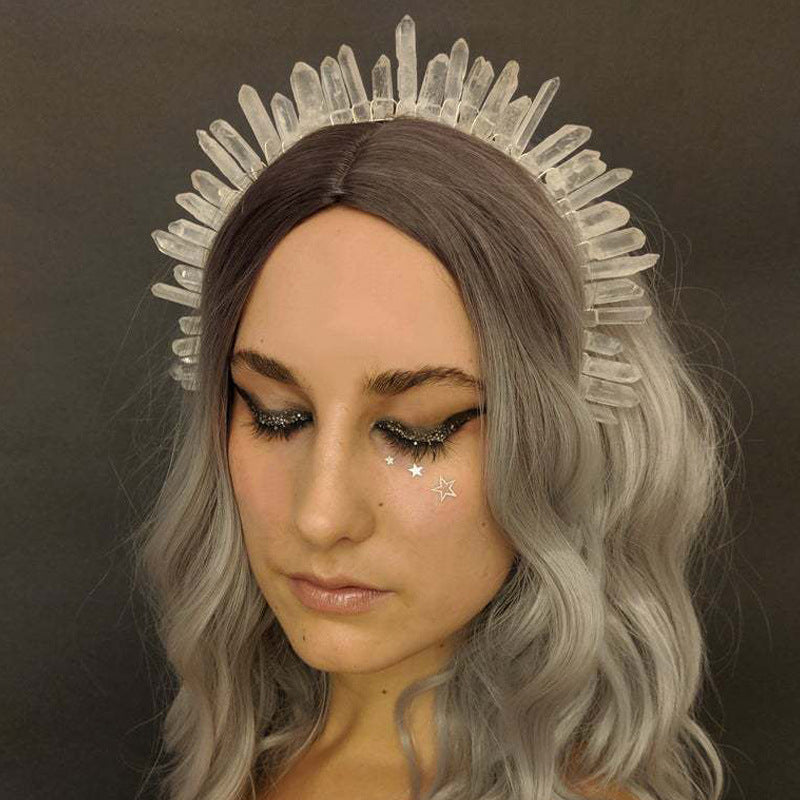 retro square crystal patchwork hair band