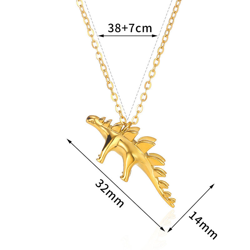 Jewelry Cute Hip-Hop Dinosaur Titanium Steel Plating Pendant Necklace