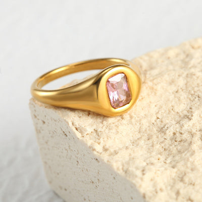 Jewelry Simple Style Geometric 304 Stainless Steel Zircon Inlay Rings