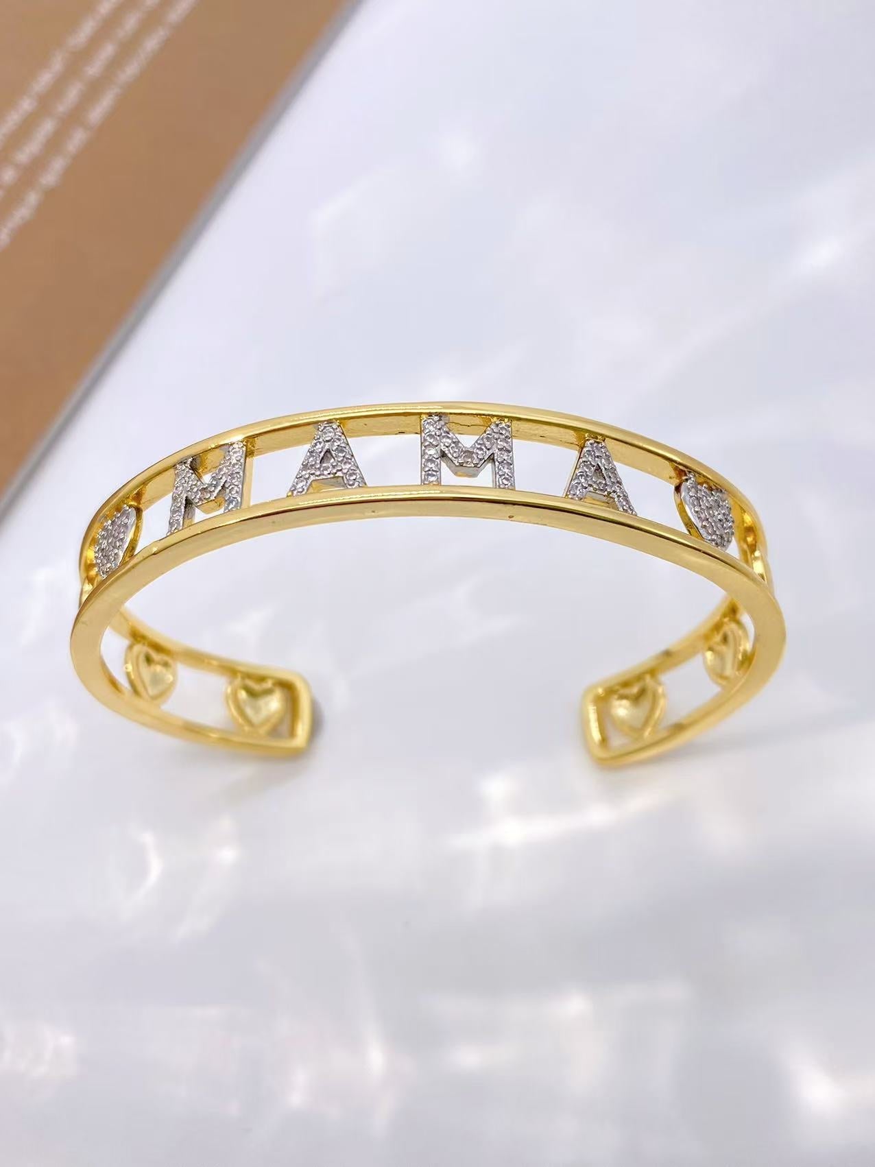 Jewelry Vintage Style Classic Style Letter Copper Zircon Mixed Metal Plating Bangle