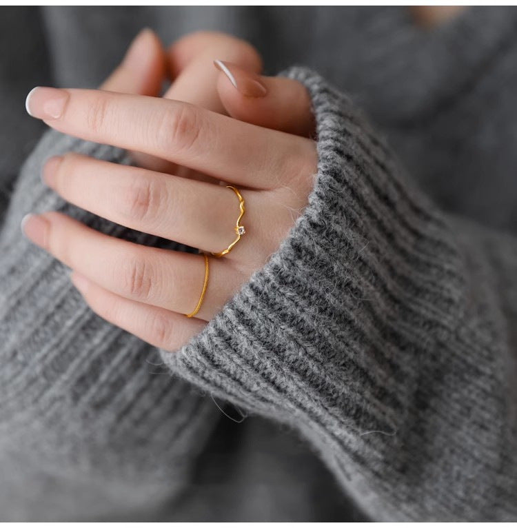 Jewelry Lady Geometric Titanium Steel Zircon Inlay Rings