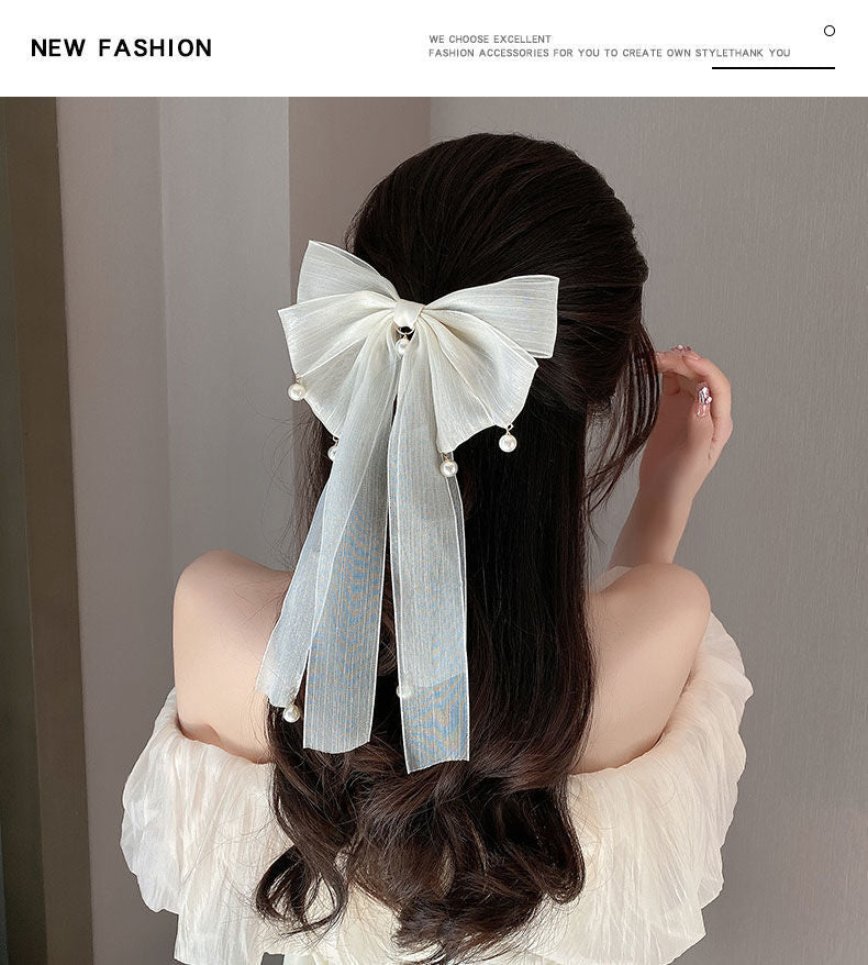 fashion bow knot cloth ribbon hair clip 1 piece