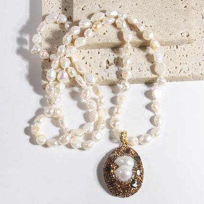 Elegant Vintage Style Geometric natural stone Beaded Chain Pendant Necklace In Bulk