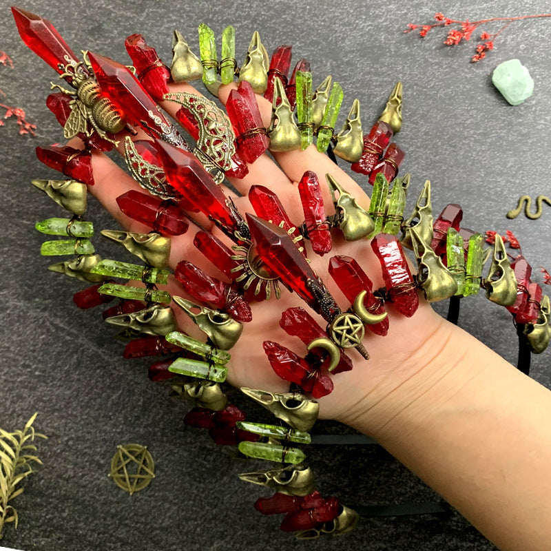 retro geometric crystal handmade hair band