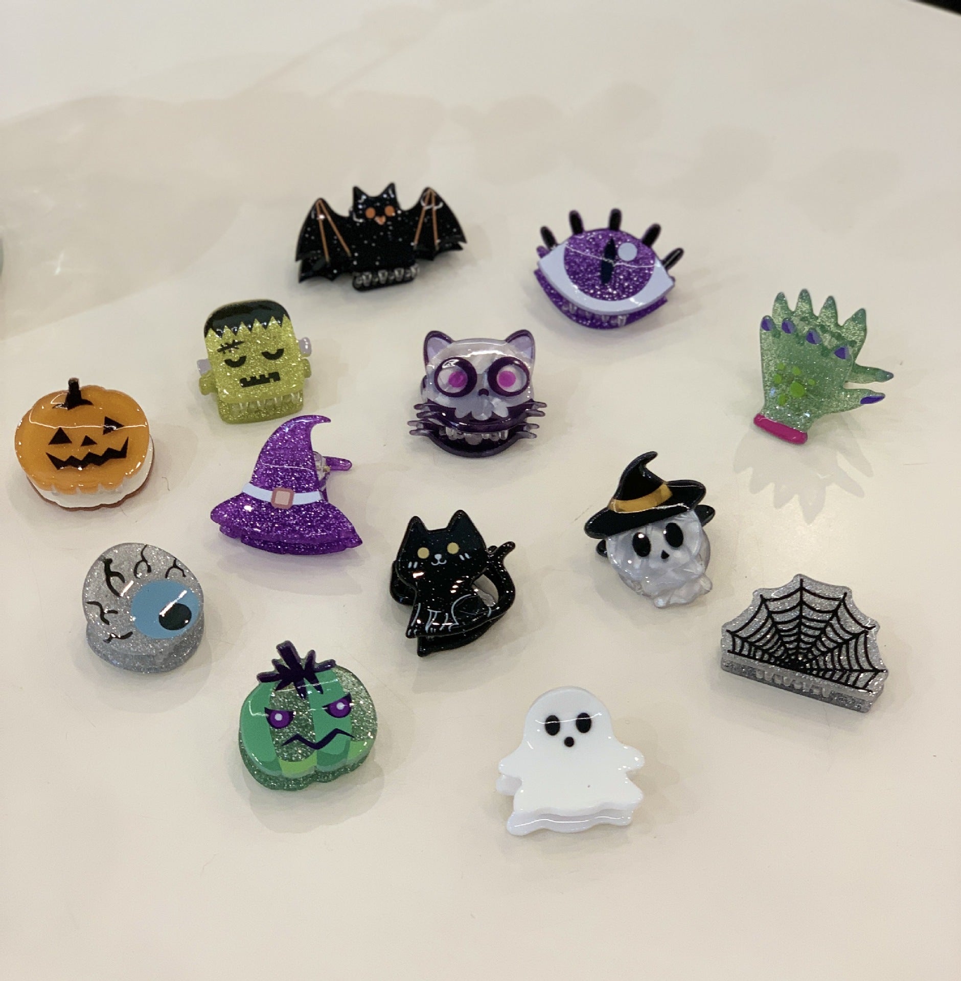 Halloween Cute Funny Women's Spider Web Bat Ghost Acetic acid sheets Hair Claws