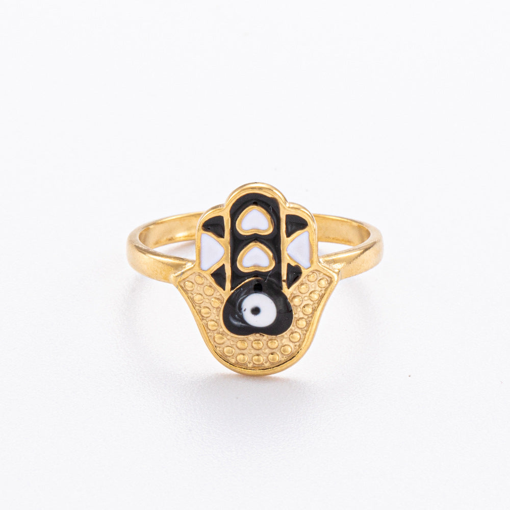 Jewelry Elegant Devil's Eye Star Heart Shape 304 Stainless Steel Open Rings