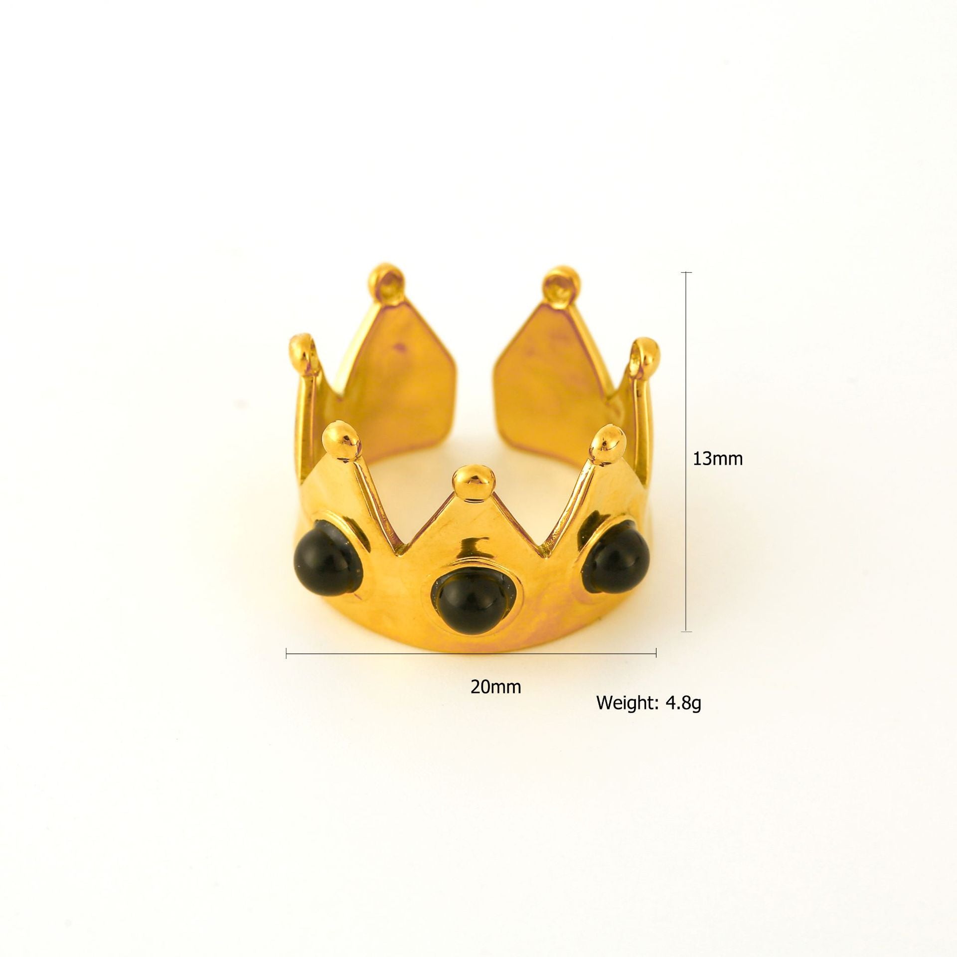 Jewelry Elegant Classic Style Crown 304 Stainless Steel Natural Stone Inlay Open Rings