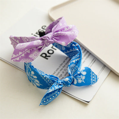 ethnic style printing solid color cloth hair band