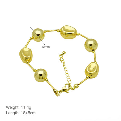 Copper 18K Gold Plated Plating Geometric Solid Color Bracelets