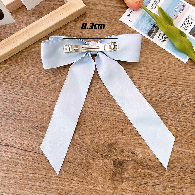 Sweet Ballet Style Satin Double Layer Big Bow Hairpin Spring Clip Streamer Elegant Girls Princess Hairstyle Hair Accessories