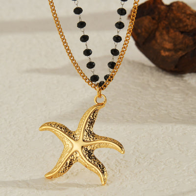 Jewelry Elegant Lady Cross Leaf Starfish 304 Stainless Steel Plating Necklace