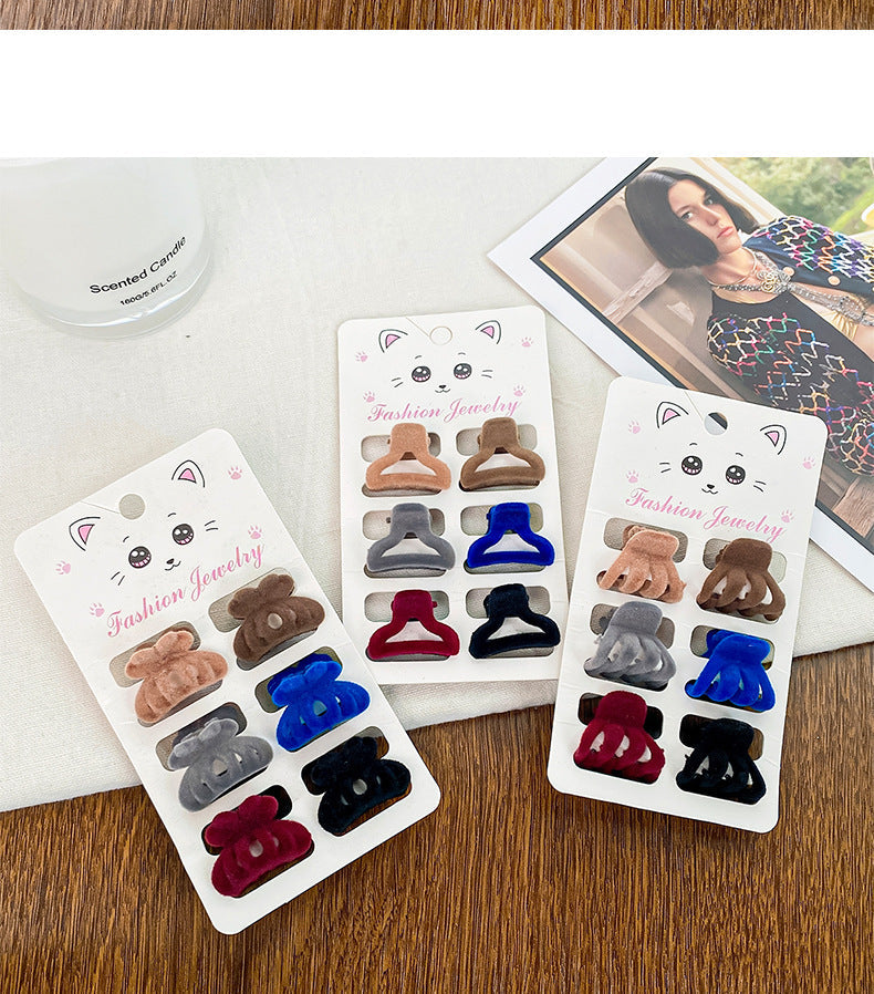 simple style solid color flocking hair claws