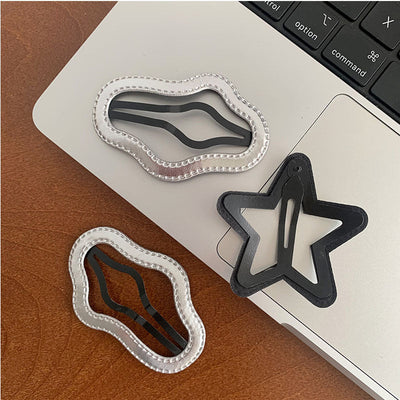 Women's Simple Style Solid Color Pu Leather Alloy Hair Clip